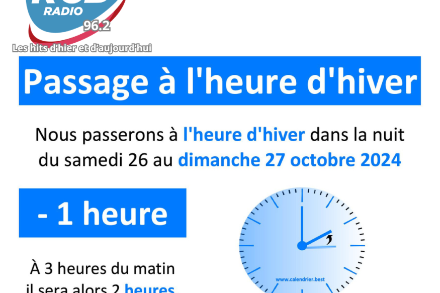 L'heure d'hiver dans la nuit de samedi 26 octobre et dimanche 27 octobre 2024